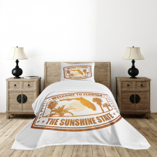 Orange Travel Stamp Bedspread Set