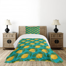 Hand Drawn Style Lemons Bedspread Set