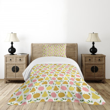 Pastel Graphic Apple Pear Bedspread Set