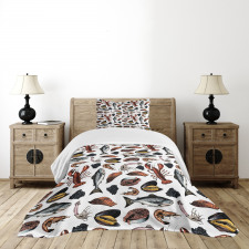 Vintage Seafood Concept Bedspread Set