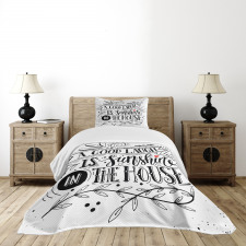 Vintage Calligraphy Laugh Bedspread Set