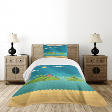 Tropical Islands Ocean Bedspread Set