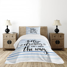 Calligraphy on Stripe Bedspread Set