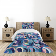 Motley Retro Curvy Shapes Bedspread Set