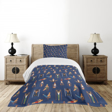 Cartoon Boys Working Bedspread Set