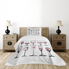 Sketch Wine Glasses Bedspread Set