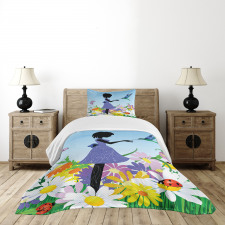 Lawn Blossomed Flowers Bedspread Set