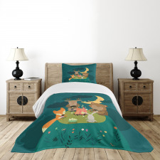 Forest Bonfire at Night Bedspread Set