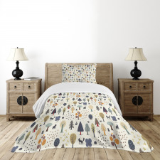 Woodland Trees Animals Bedspread Set