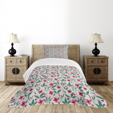 Shabby Iris Field Leaves Bedspread Set