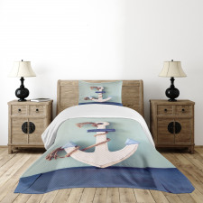 Anchor and Rope Motif Bedspread Set