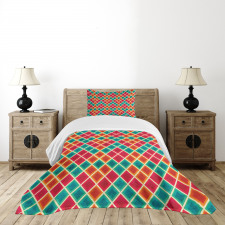 Vibrant Grunge Rhombus Bedspread Set