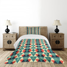 Colorful Grid Retro Style Bedspread Set