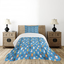 Canine Puppy Joyful Pets Paws Bedspread Set