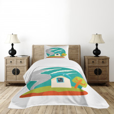 Cartoon Style Whirlwinds Bedspread Set