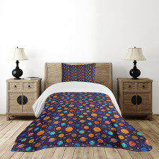 Cheerful Planets and Rockets Bedspread Set