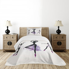 Ballerina Dancer Silhouettes Bedspread Set