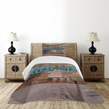 Graffiti Words Brick Wall Bedspread Set