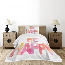 Watercolor Inscription Art Bedspread Set