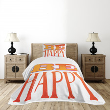 Sketchy Style Text Words Bedspread Set