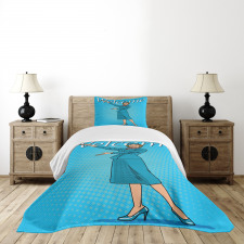 Pop Art Retro Stewardess Bedspread Set