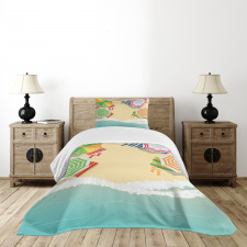 Sandy Beach Umbrellas Bedspread Set