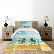 Sunglasses Reflection Tree Bedspread Set