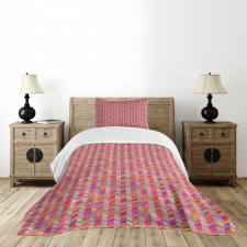 Angled Rectangle Pattern Bedspread Set