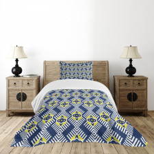 Abstract Florals and Zig Zag Bedspread Set