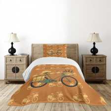 Bicycle with Flower Crates Bedspread Set