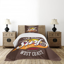 Surf Beach Grunge Design Bedspread Set