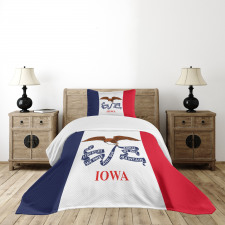 Flag Eagle and Words Bedspread Set