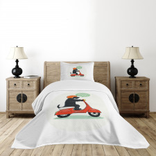 Scooter Ridding Puppies Bedspread Set