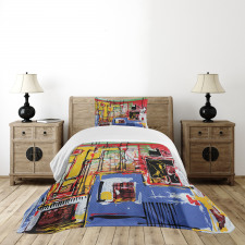 Cubist Grunge Painting Bedspread Set