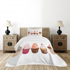 Cakes with Frosting Topping Bedspread Set