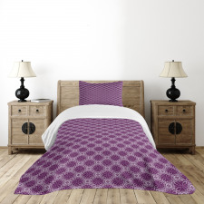 Floral Tiles Purple Tones Bedspread Set