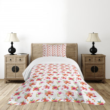 Watercolor Style Blossoms Bedspread Set