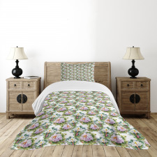 Aquarelle Art Swirly Leaves Bedspread Set