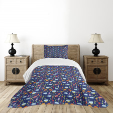 Boots Clouds Flowers Leaves Bedspread Set