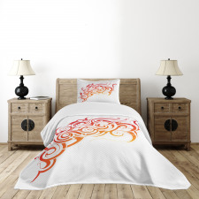 Orange Tones Abstract Curls Bedspread Set