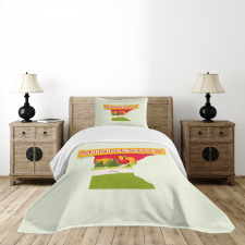 Colorful Doodle State Map Bedspread Set