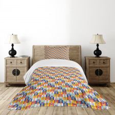 Checkered and Floral Bedspread Set