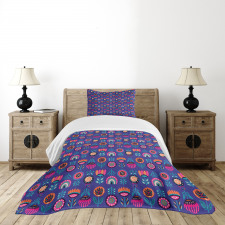 Boho Style Vibrant Blossoms Bedspread Set