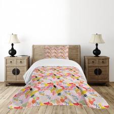 Modern Patchwork Polka Dot Bedspread Set