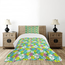Grunge Summer Flowers Bedspread Set