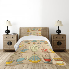 Colorful Retro Ornament Text Bedspread Set