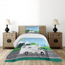 Truck Driving on Countryside Bedspread Set