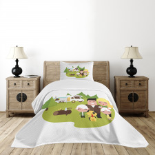 Happy Camper Family in Woods Bedspread Set