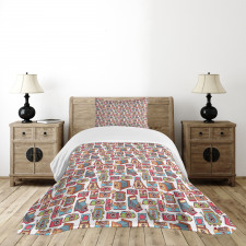 Colorful Film Retro Pattern Bedspread Set