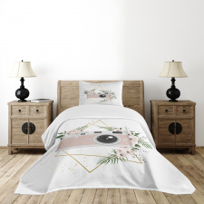 Machine with Flowers Leaf Bedspread Set